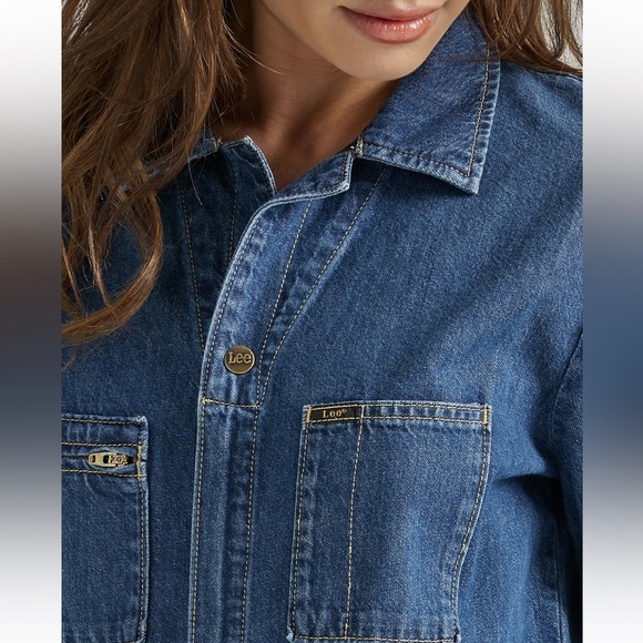 FREE PEOPLE LEE UNION-ALLS RETRO DENIM JEAN UTILITY JUMPSUIT ROMPER COVERALL XS - Picture 10 of 16